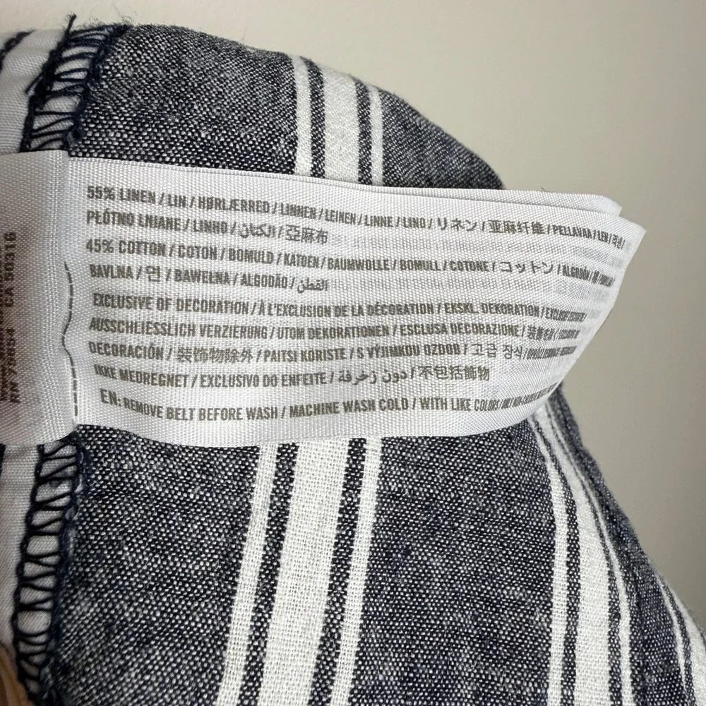 Abercrombie & Fitch S Paper Bag Railroad Striped Linen‎ Cotton Belt Stripe Pants